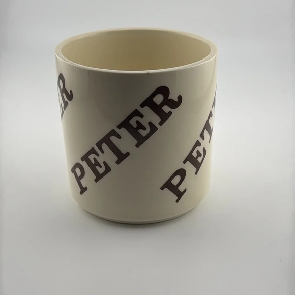 1970’s VTG CERAMIC COFFEE/TEA MUG/CUP BROWN/OFF WHITE NAME “PETER” MADE IN USA - Picture 2 of 8